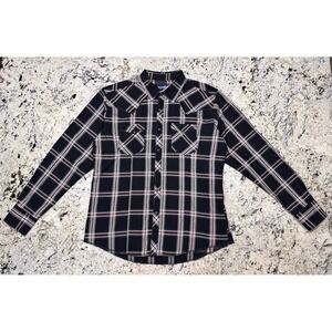 NWOT Wrangler Western Pearl Snap Shirt Men's XL Black Red Gray Plaid Long Sleeve
